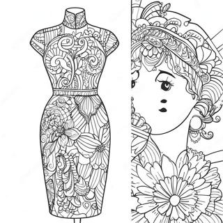 Fashion Mannequin With Dress Coloring Page 26693-24413