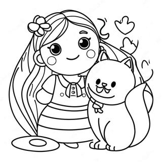 Girl With Cute Cat Coloring Page 26702-24420