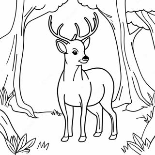 Majestic Buck Deer In Forest Coloring Page 26723-24439