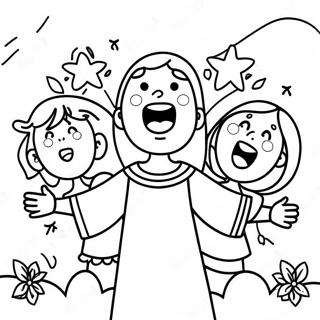 Joyful Children With Jesus Coloring Page 26763-24471