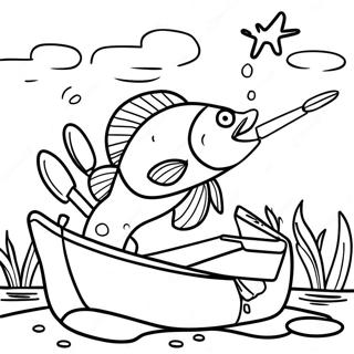 Bass Fishing Scene With A Beautiful Sunset Coloring Page 26862-24546