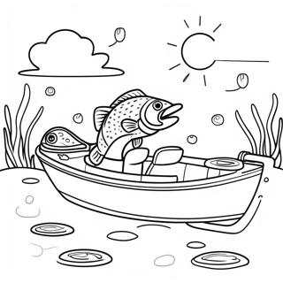 Bass Fishing Scene With A Beautiful Sunset Coloring Page 26862-24547