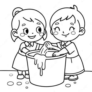 Happy Kids Hand Washing Coloring Page 26873-24557