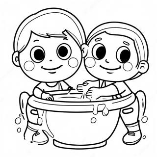 Happy Kids Hand Washing Coloring Page 26873-24558