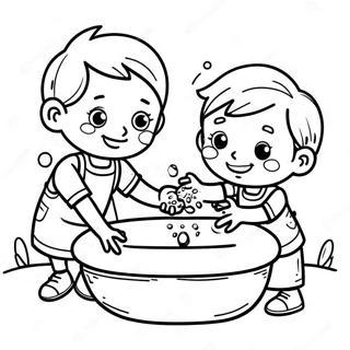 Happy Kids Hand Washing Coloring Page 26873-24560