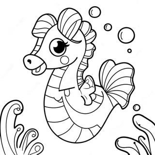 Cute Seahorse Swimming Coloring Page 2688-2189