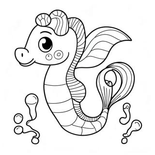 Cute Seahorse Swimming Coloring Page 2688-2190