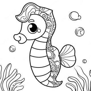 Cute Seahorse Swimming Coloring Page 2688-2192