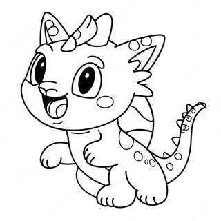 Cute Cat Dragon Flying Coloring Page 26913-24589