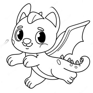 Cute Cat Dragon Flying Coloring Page 26913-24590