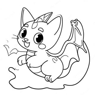 Cute Cat Dragon Flying Coloring Page 26913-24592