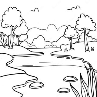 Calm River Scene Coloring Page 26943-24614