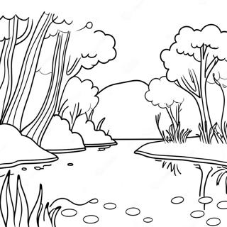 Calm River Scene Coloring Page 26943-24615