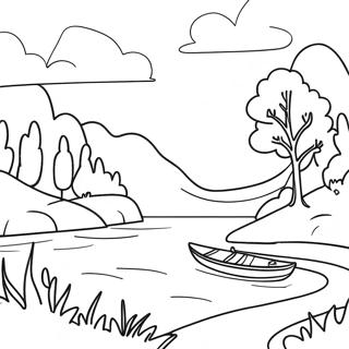 Calm River Scene Coloring Page 26943-24616