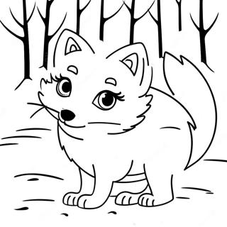 Playful Arctic Fox In Snow Coloring Page 26953-24622