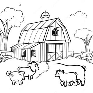 Charming Barn And Animals Coloring Page 26993-24653