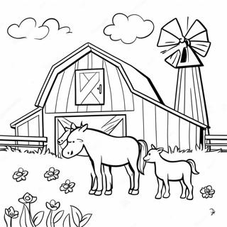 Charming Barn And Animals Coloring Page 26993-24656