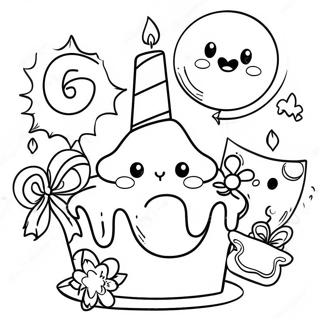 Happy 6th Birthday Celebration Coloring Page 27002-24659