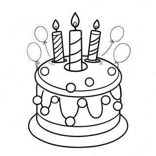 Colorful Happy 6th Birthday Cake Coloring Page 27003-24661