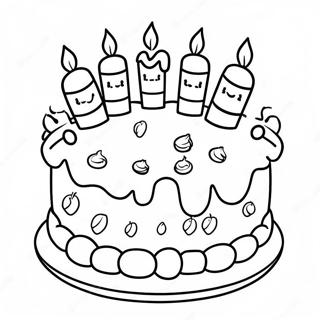 Colorful Happy 6th Birthday Cake Coloring Page 27003-24664