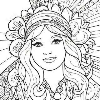 60s Hippie Flower Power Coloring Page 27122-24755