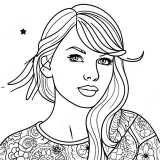 Taylor Swift In Starry Night Coloring Page 27133-24767