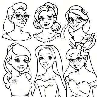 Vintage Hipster Disney Princesses Coloring Page 27143-24773