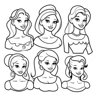 Vintage Hipster Disney Princesses Coloring Page 27143-24774