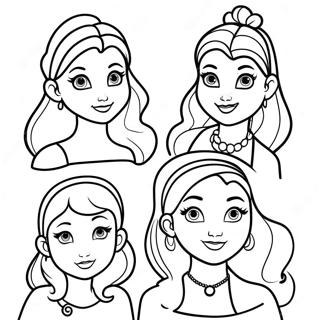 Vintage Hipster Disney Princesses Coloring Page 27143-24775