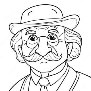 Funny Grandpa With A Mustache Coloring Page 27153-24781