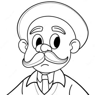 Funny Grandpa With A Mustache Coloring Page 27153-24782