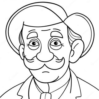 Funny Grandpa With A Mustache Coloring Page 27153-24783