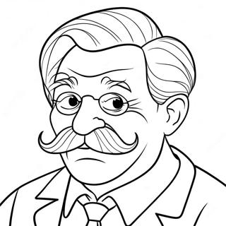 Funny Grandpa With A Mustache Coloring Page 27153-24784