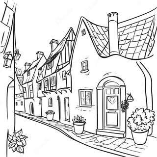 Charming European Village Coloring Page 27284-24877