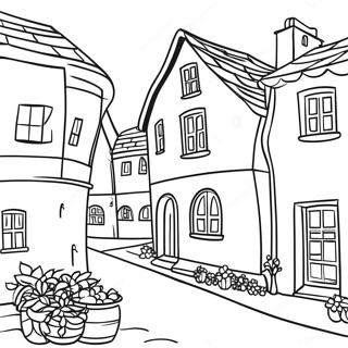 Charming European Village Coloring Page 27284-24878