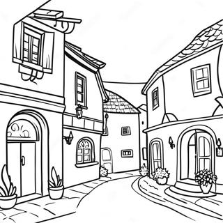 Charming European Village Coloring Page 27284-24879