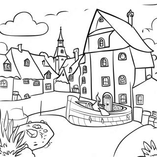 Charming European Village Coloring Page 27284-24880