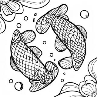 Colorful Koi Fish Swimming In Pond Coloring Page 27344-24927