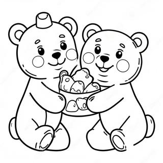 Cute Gummy Bears Playing Together Coloring Page 27414-24984