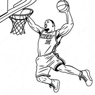 Miami Heat Basketball Player Dunking Coloring Page 27544-25078