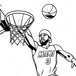 Miami Heat Basketball Player Dunking Coloring Page 27544-25079