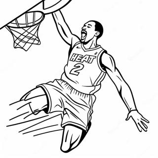 Miami Heat Basketball Player Dunking Coloring Page 27544-25080