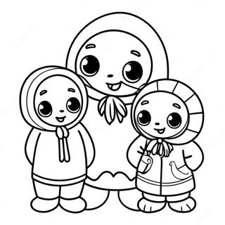 Happy Eskimo Family Coloring Page 27594-25117