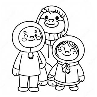 Happy Eskimo Family Coloring Page 27594-25120