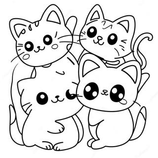 Kawaii Cats Coloring Page 27603-25122