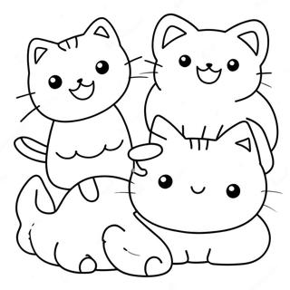 Kawaii Cats Coloring Page 27603-25123