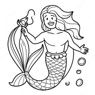 Colorful Merman With Shells Coloring Page 27644-25159