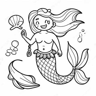 Colorful Merman With Shells Coloring Page 27644-25160