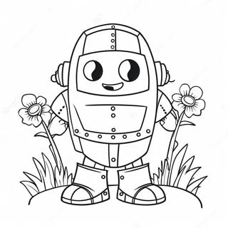 Cute Iron Golem With Flowers Coloring Page 27664-25173