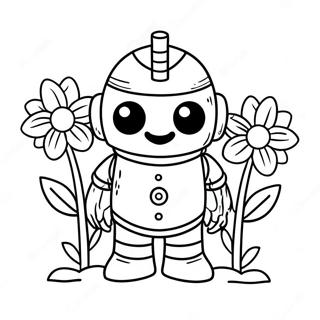 Cute Iron Golem With Flowers Coloring Page 27664-25174